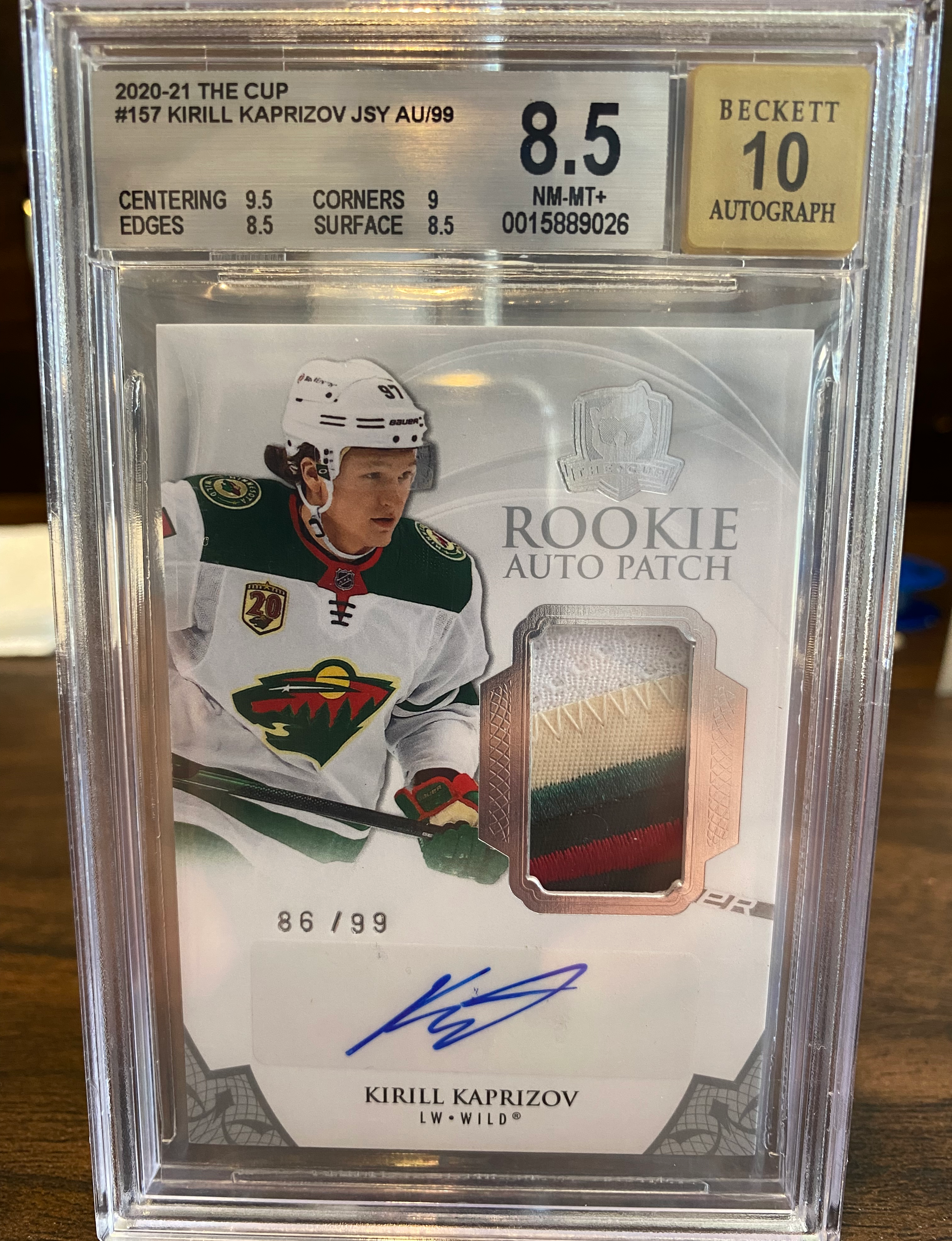 2020-21 Upper Deck The Cup Kirill Kaprizov Auto RPA /99 BGS 8.5